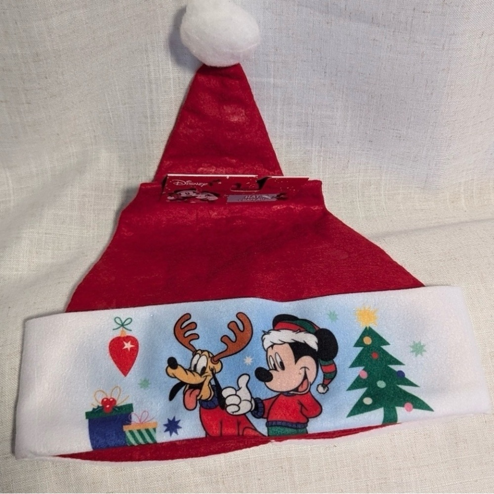 Disney Festive Red Santa Hat with Mickey and Pluto